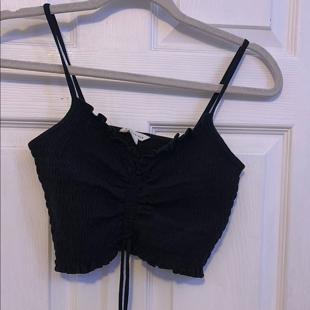 Black Ruched Crop Top